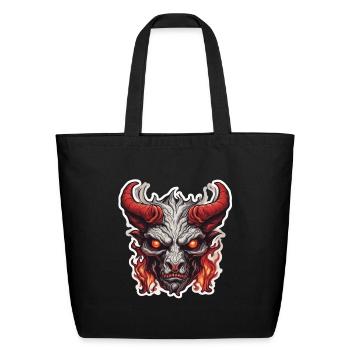 Infernal Guardian: Flaming Minotaur - Eco-Friendly Cotton Tote - black - Front