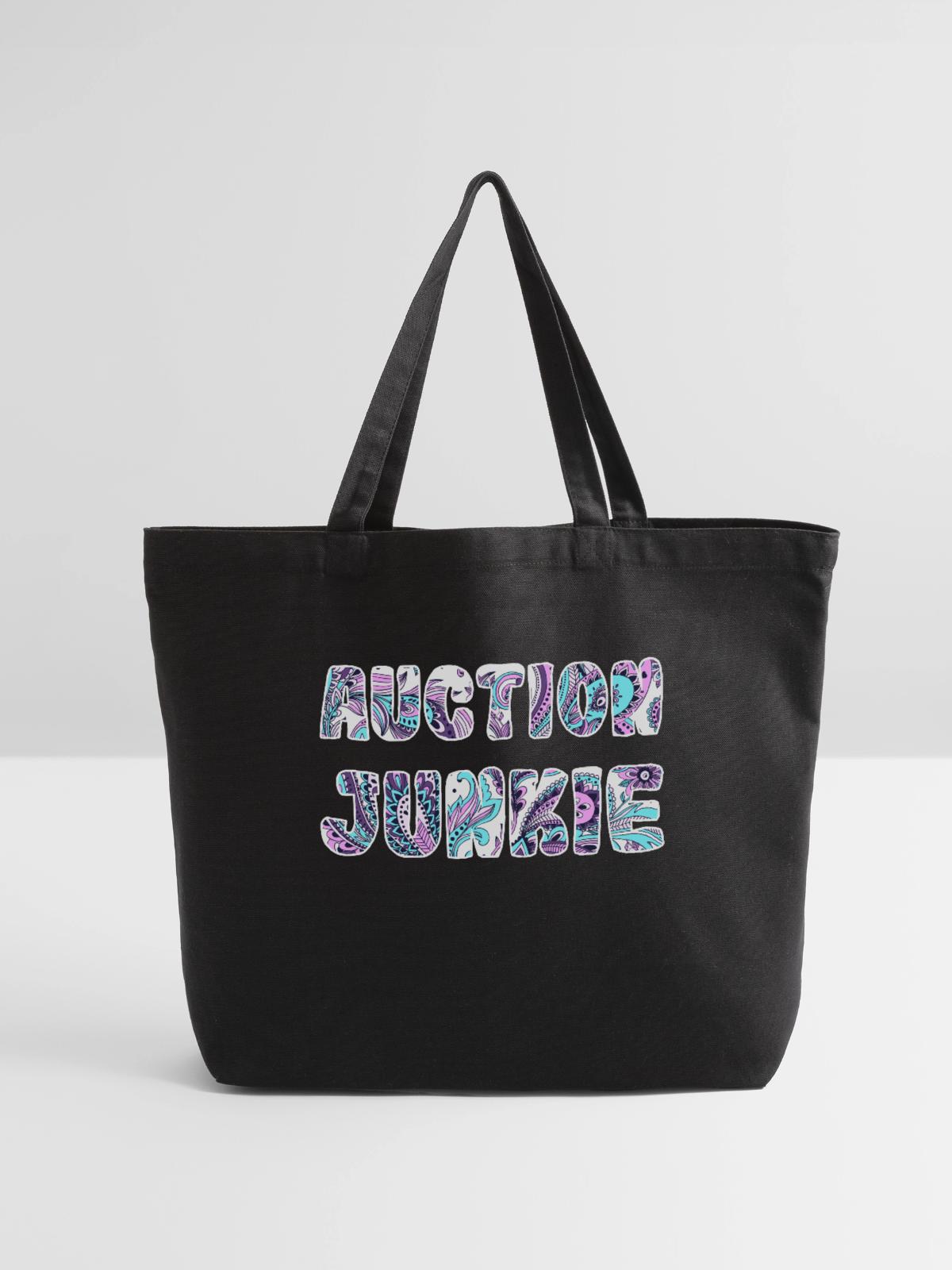Auction Junkie paisley - Eco-Friendly Cotton Tote - black - Front