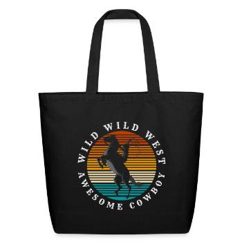 Cowboy Sheriff Rider Revolver - Eco-Friendly Cotton Tote - black - Front