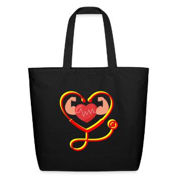 Stethoscope - Eco-Friendly Cotton Tote - black - Front