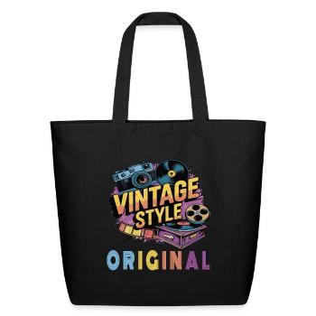 vintage style original - Eco-Friendly Cotton Tote - black - Front