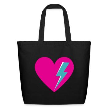Heart with Lightning Bolt - Eco-Friendly Cotton Tote - black - Front