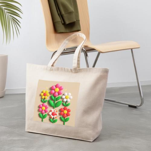3D Flowers and Butterflies in Amber, Floral Design - Eco-Friendly Cotton Tote
