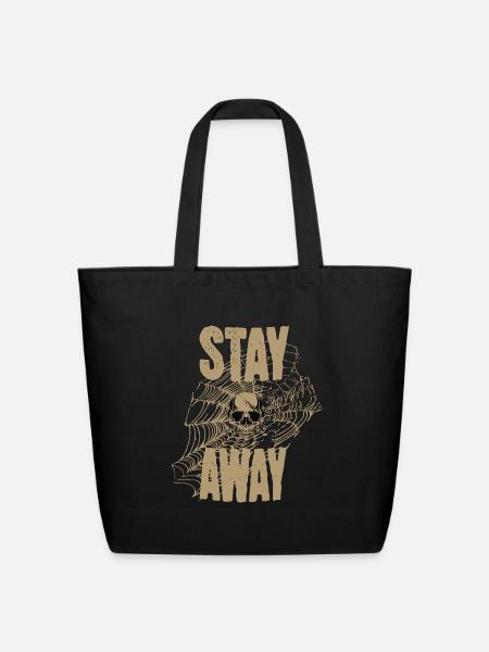 Stay Spooky Skull Web T-Shirt - Eco-Friendly Cotton Tote - black