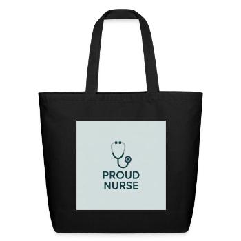 Proud Nurse Stethoscope - Eco-Friendly Cotton Tote - black - Front