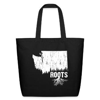 Roots - Washington State (Rustic) - Eco-Friendly Cotton Tote - black - Front