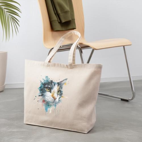 Watercolor cat face - Eco-Friendly Cotton Tote