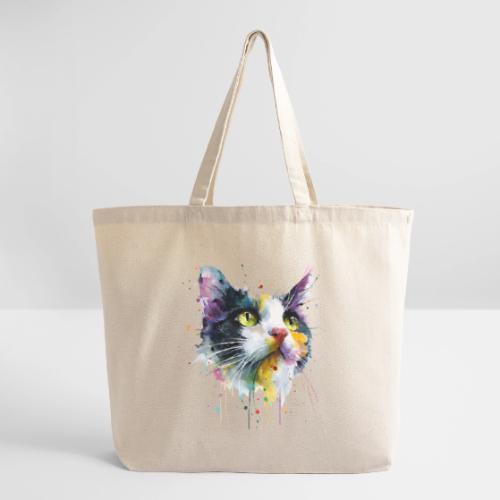 Cat: Painted Purr Expression - Eco-Friendly Cotton Tote