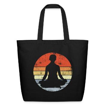 Yogi Drawing - Eco-Friendly Cotton Tote - black - Front