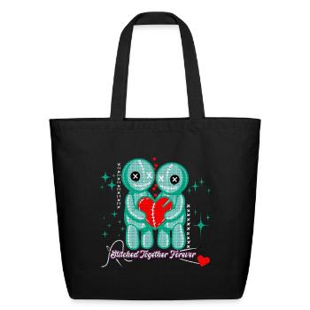Stitched Together Forever - Gothic Voodoo Love - Eco-Friendly Cotton Tote - black - Front