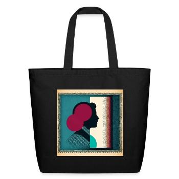 Geometric Silhouette with Magenta Bun - Eco-Friendly Cotton Tote - black - Front
