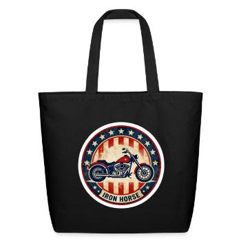 Iron Horse Vintage Motorcycle Badge - Eco-Friendly Cotton Tote - black - Front