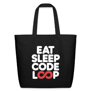 Eat Sleep Code Loop Programmer Humor - Eco-Friendly Cotton Tote - black - Front