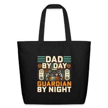 Dad by Day Guardian by Night - Eco-Friendly Cotton Tote - black - Front