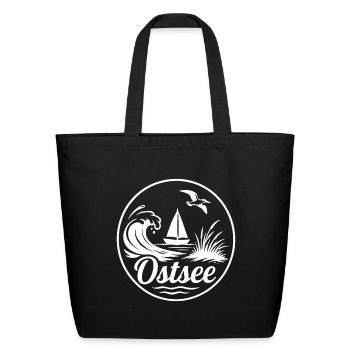 Baltic Sea Wave Ship Sailboat Coast Love - Eco-Friendly Cotton Tote - black - Front