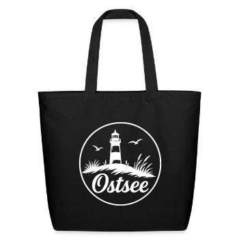 Baltic Sea Lighthouse Beach Coast Love - Eco-Friendly Cotton Tote - black - Front