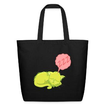 Lime Neon Sleepy Cat - Eco-Friendly Cotton Tote - black - Front
