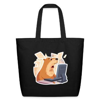 Funny Office Capybara - Deadline Approaching - Eco-Friendly Cotton Tote - black - Front