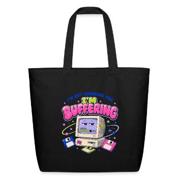 Buffering Buddy: Retro Computer - Eco-Friendly Cotton Tote - black - Front