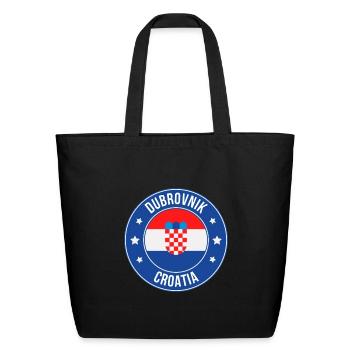 Dubrovnik Crest Round Flag Tee - Eco-Friendly Cotton Tote - black - Front