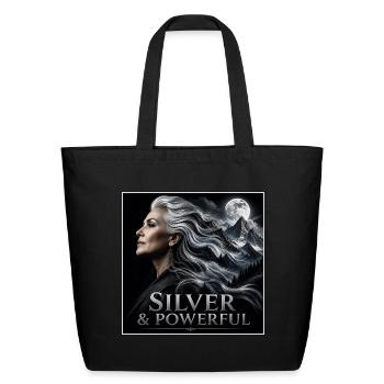 Proud Silver Sister Grey Hair Power - Eco-Friendly Cotton Tote - black - Front