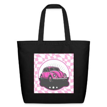 Pink Beetle Retro Flair - Eco-Friendly Cotton Tote - black - Front