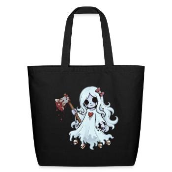 Kawaii Horror Ghost Doll - Eco-Friendly Cotton Tote - black - Front