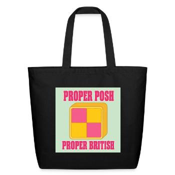 Proper Posh, Proper British - Battenberg Cake - Eco-Friendly Cotton Tote - black - Front