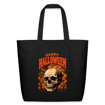 Dripping Skull Halloween Graphic - Eco-Friendly Cotton Tote - black - Front