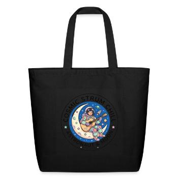 Astronaut_Chillingon_Moon_with_Guitar - Eco-Friendly Cotton Tote - black - Front