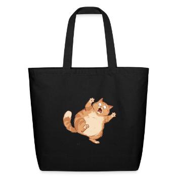 Funny Cat Panicking Over a Tiny Bug - Eco-Friendly Cotton Tote - black - Front
