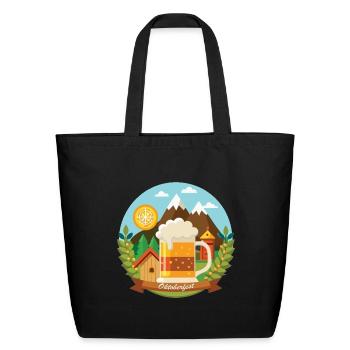 German Beer Alps Mountain Vector Emblem - Eco-Friendly Cotton Tote - black - Front