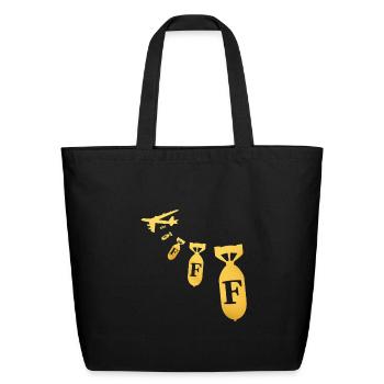 Gold Jet Bombs F Monogram - Eco-Friendly Cotton Tote - black - Front