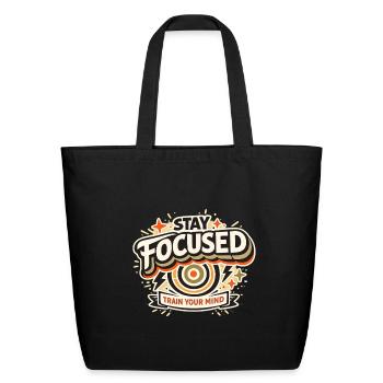 FOCSUED RETRO DISTRESSED MOTIVATIONAL QUOTE - Eco-Friendly Cotton Tote - black - Front