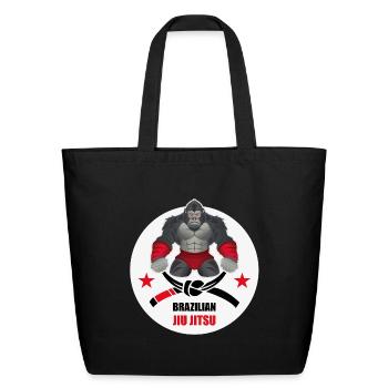 Strong Gorilla BJJ Fighter - Eco-Friendly Cotton Tote - black - Front