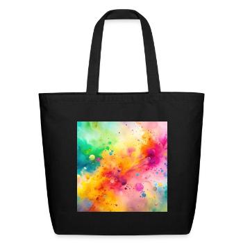 Rainbow Splash Abstract - Eco-Friendly Cotton Tote - black - Front