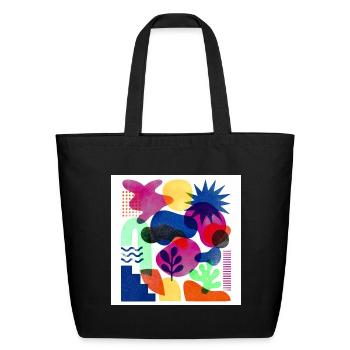 Kaleidoscopic Abstract Collage - Eco-Friendly Cotton Tote - black - Front