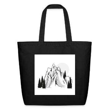Minimalist Mountain Peaks Pine Forest - Eco-Friendly Cotton Tote - black - Front
