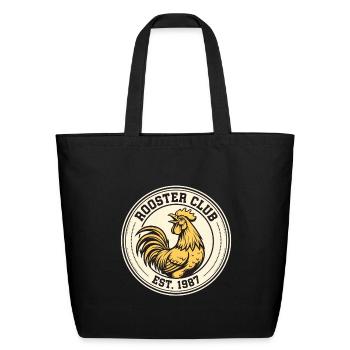 Rooster Club Circular Badge - Eco-Friendly Cotton Tote - black - Front