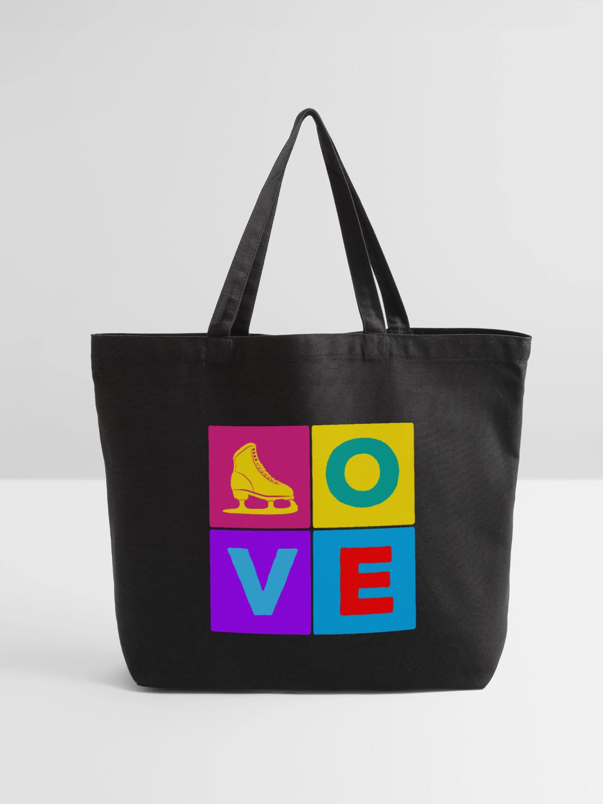 Love Figure Skating - Eco-Friendly Cotton Tote - black - Front