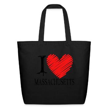 I Love Massachusetts Massachusetts Merch - Eco-Friendly Cotton Tote - black - Front