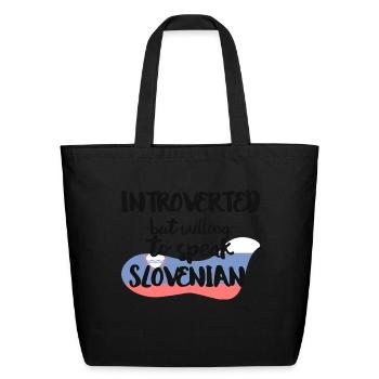 Introverted But Willing To Speak Slovenian - Eco-Friendly Cotton Tote - black - Front