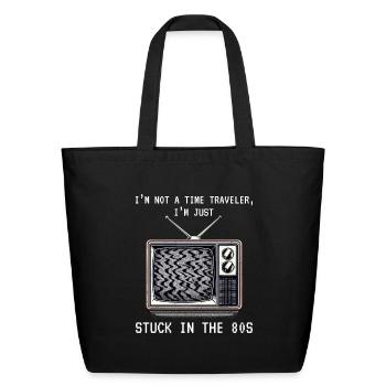 Vintage TV Screen: Nostalgic Connection to 80s - Eco-Friendly Cotton Tote - black - Front