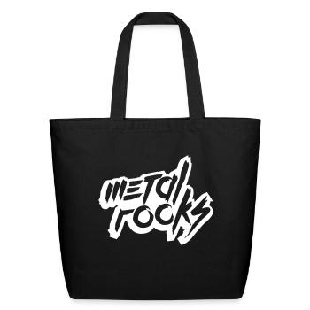 Heavy Metal Rocks Hard Rock Music Text Quote Logo - Eco-Friendly Cotton Tote - black - Front
