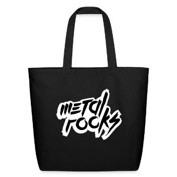 Heavy Metal Rocks Hard Rock Music Text Quote Logo - Eco-Friendly Cotton Tote - black - Front