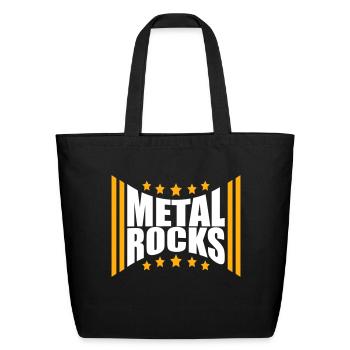 Heavy Metal Rocks Hard Rock Music Text Quote Logo - Eco-Friendly Cotton Tote - black - Front