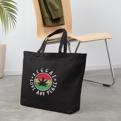Reggae love and peace circular logo, iconic theme - Sac fourre-tout en coton naturel