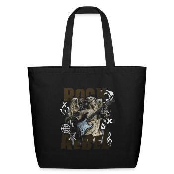 Rock Angel Rebel - Guitar Skull Music halftone - Eco-Friendly Cotton Tote - black - Front