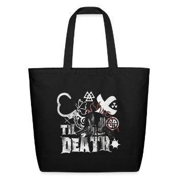 Til Death Skull T-Shirt | Halftone Rock Bachelo - Eco-Friendly Cotton Tote - black - Front