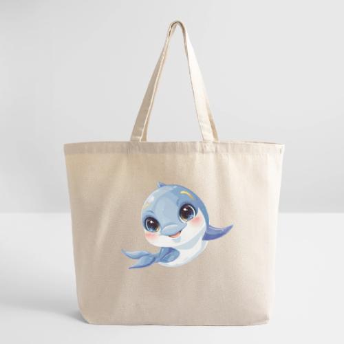 Joyful Blue-White Baby Dolphin - Eco-Friendly Cotton Tote